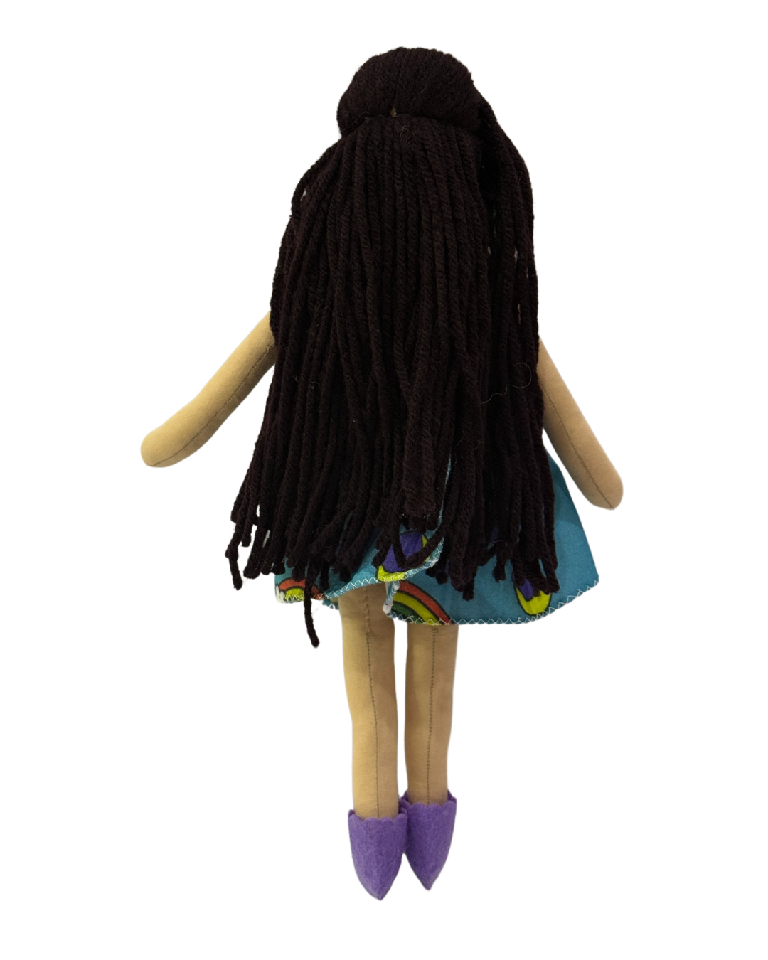 Blue sun dress rag doll - organic cotton safe plaything