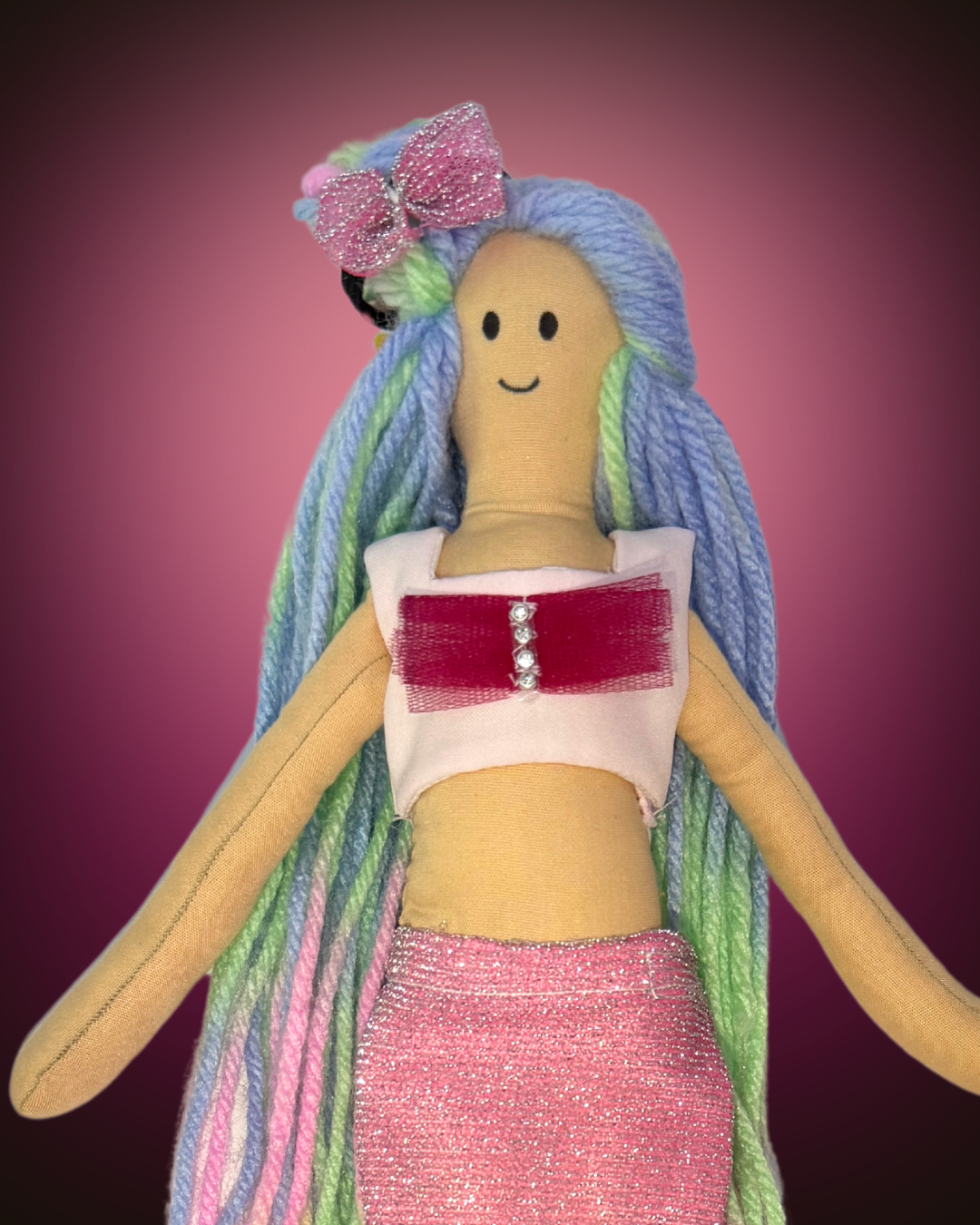 Pink rainbow mermaid doll - non-toxic underwater adventure toy