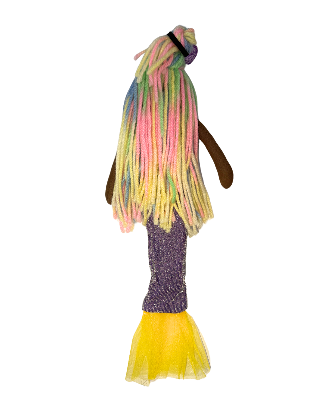Rainbow mermaid doll - purple and yellow tail sustainable swimmer