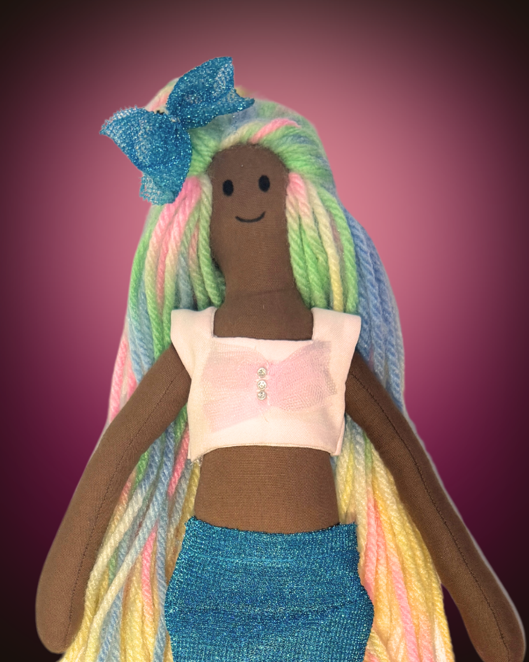 Blue-pink rainbow mermaid - plastic-free pretend swim toy