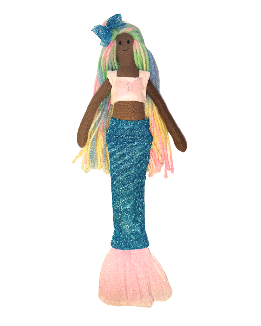 Blue-pink rainbow mermaid - plastic-free pretend swim toy