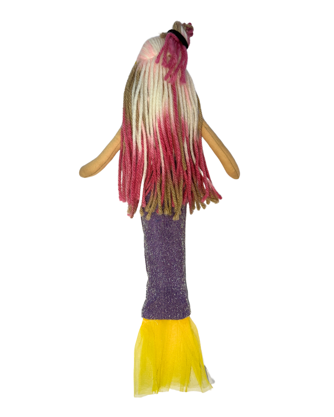 Purple-yellow tail mermaid - eco-friendly bath toy with tangle-free hair