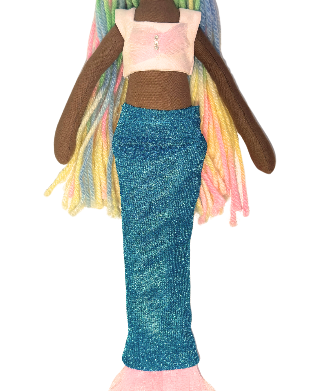 Blue-pink rainbow mermaid - plastic-free pretend swim toy