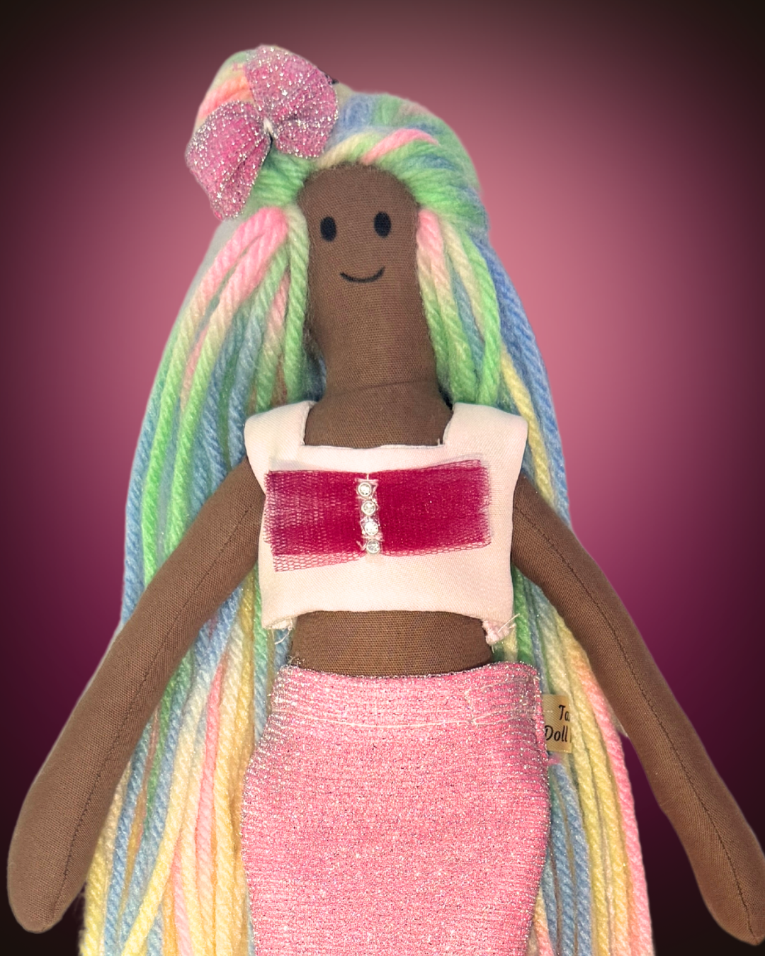 Rainbow hair mermaid doll - pink tail safe bath companion
