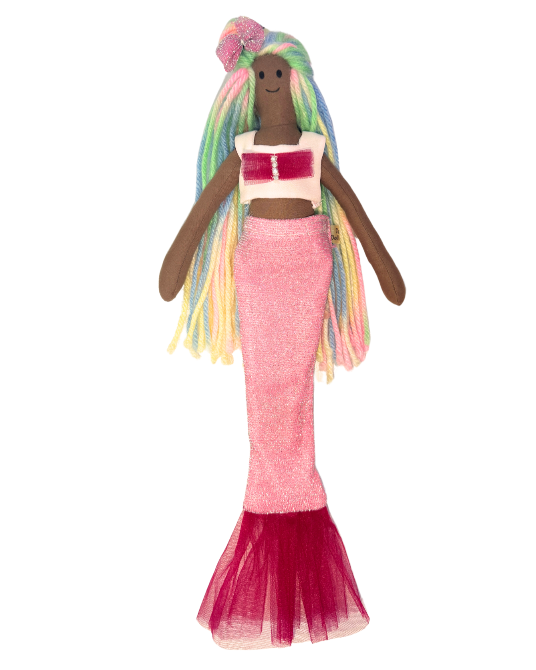 Rainbow hair mermaid doll - pink tail safe bath companion