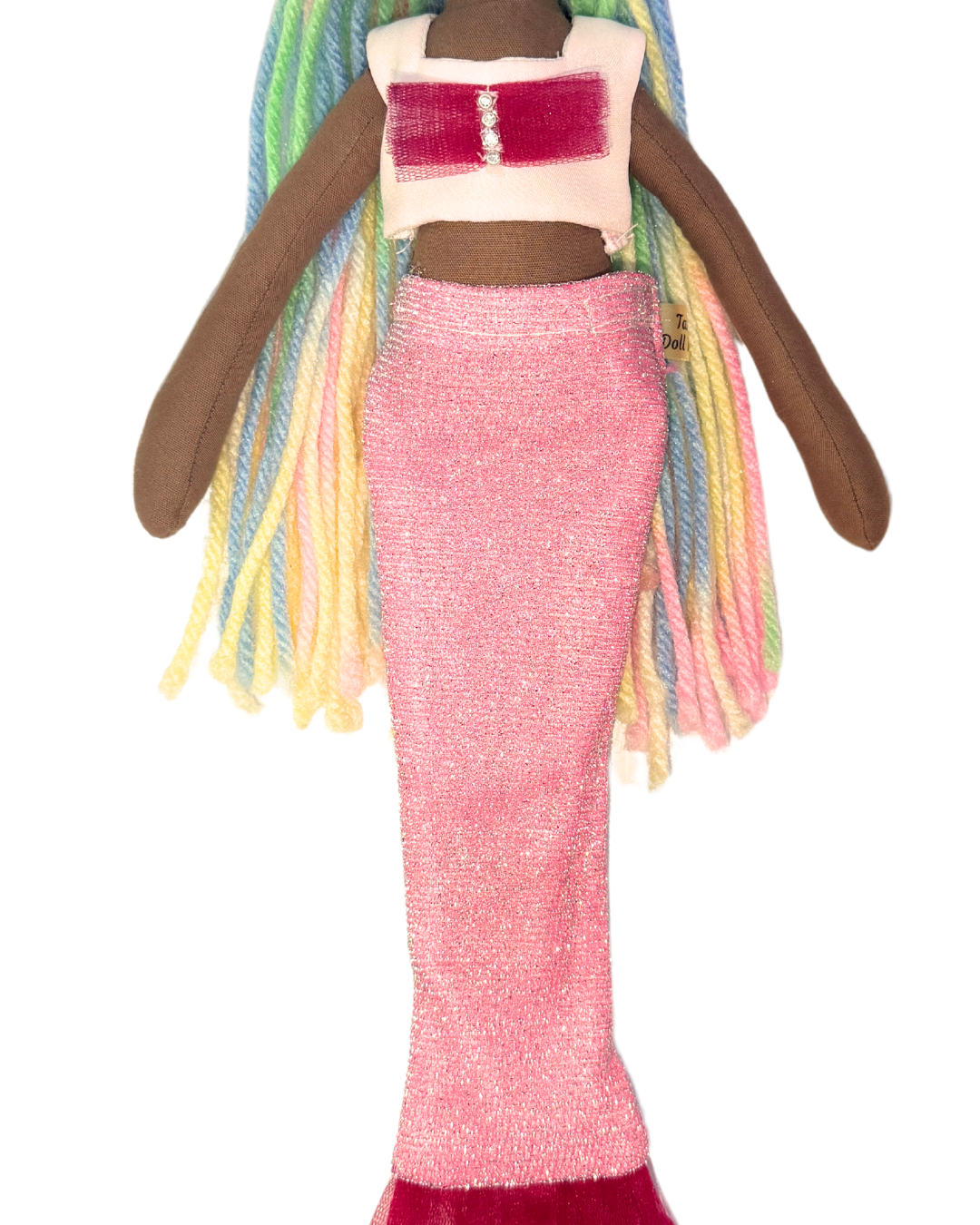 Rainbow hair mermaid doll - pink tail safe bath companion