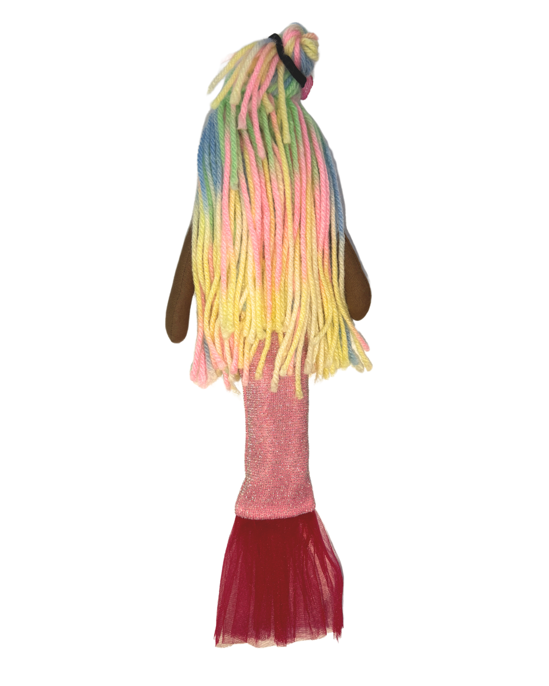 Rainbow hair mermaid doll - pink tail safe bath companion