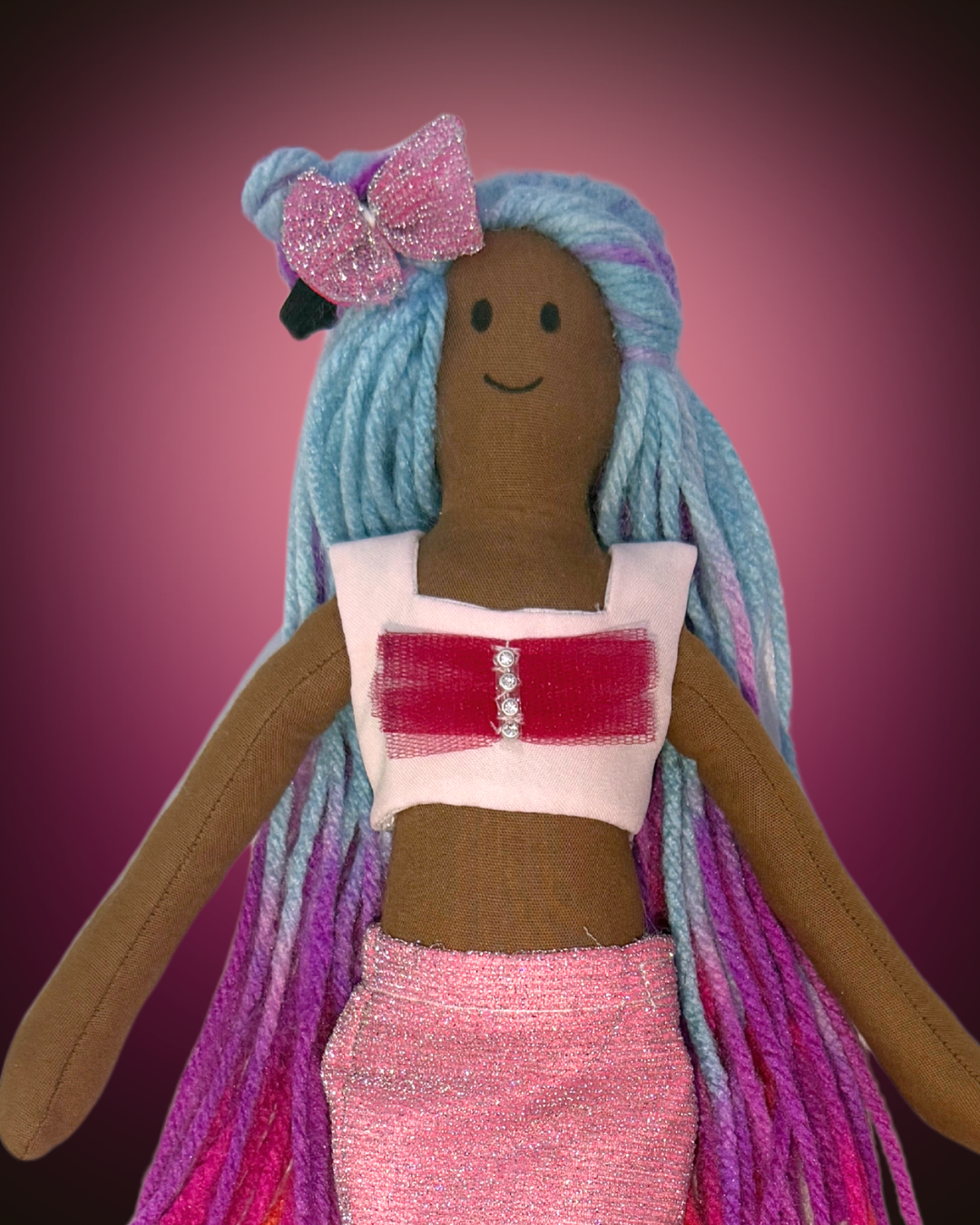 Pink tail sunshine mermaid - eco-friendly aquatic doll with silky hair