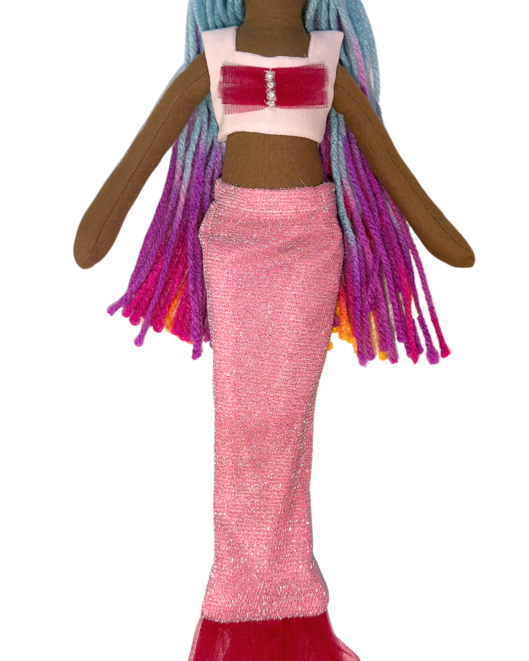Pink tail sunshine mermaid - eco-friendly aquatic doll with silky hair