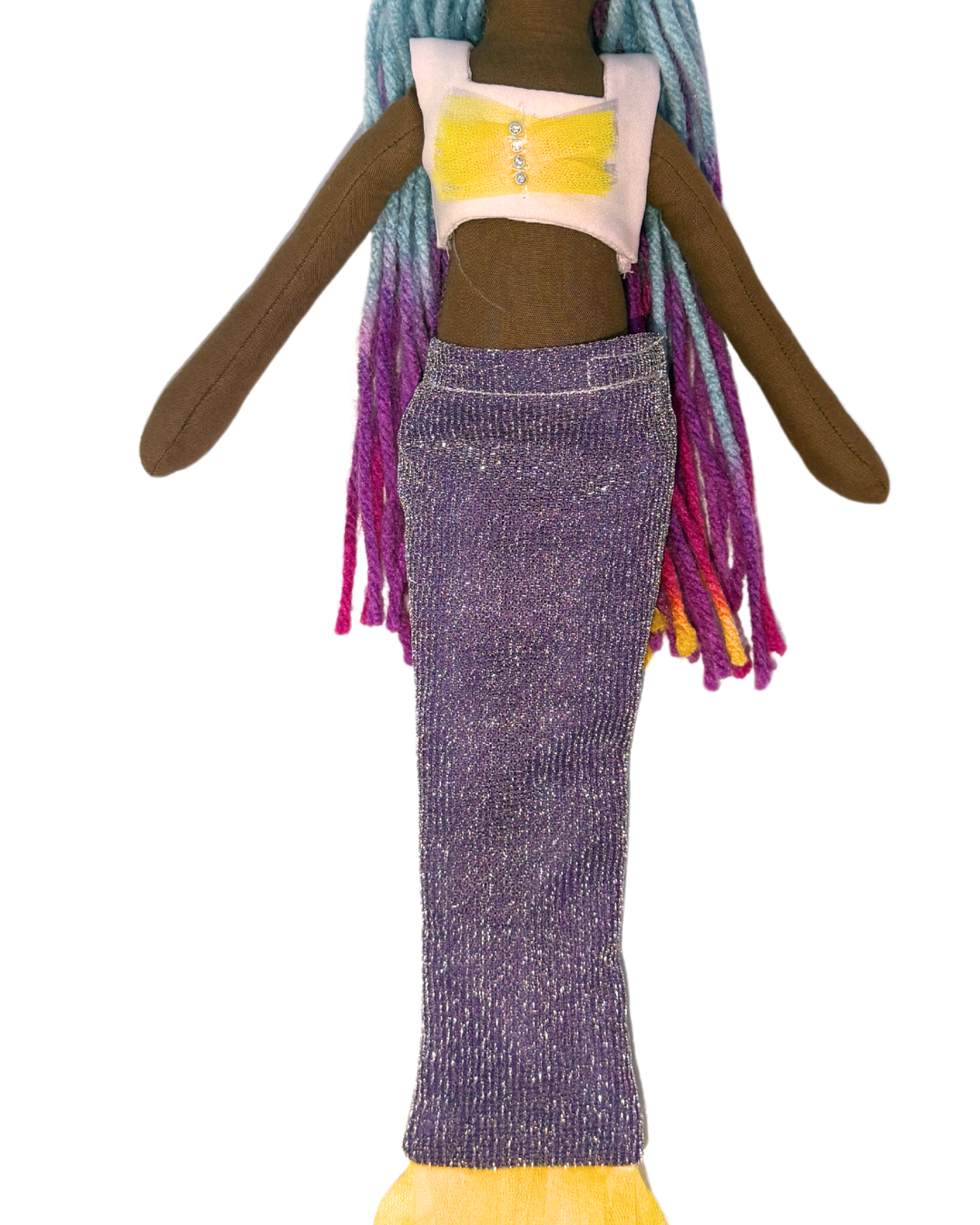 Sunshine mermaid with purple-yellow tail - organic cotton ocean friend