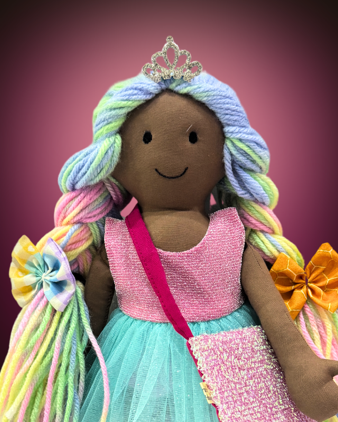 CUDDLY ESPRESSO RAINBOW in Pink Blue dress-Combo