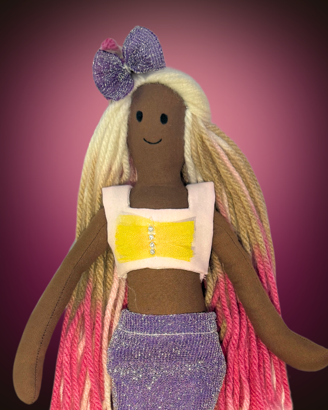 Purple-yellow tail mermaid - non-toxic aquatic play doll