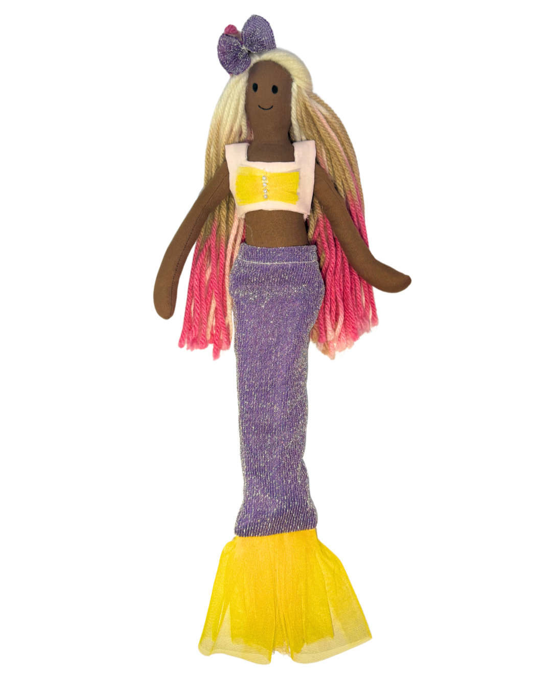 Purple-yellow tail mermaid - non-toxic aquatic play doll