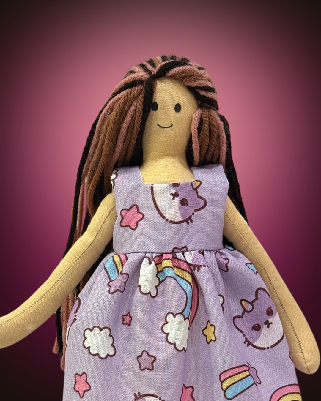 Adorable purple kitty doll - non-toxic handmade gift for toddlers