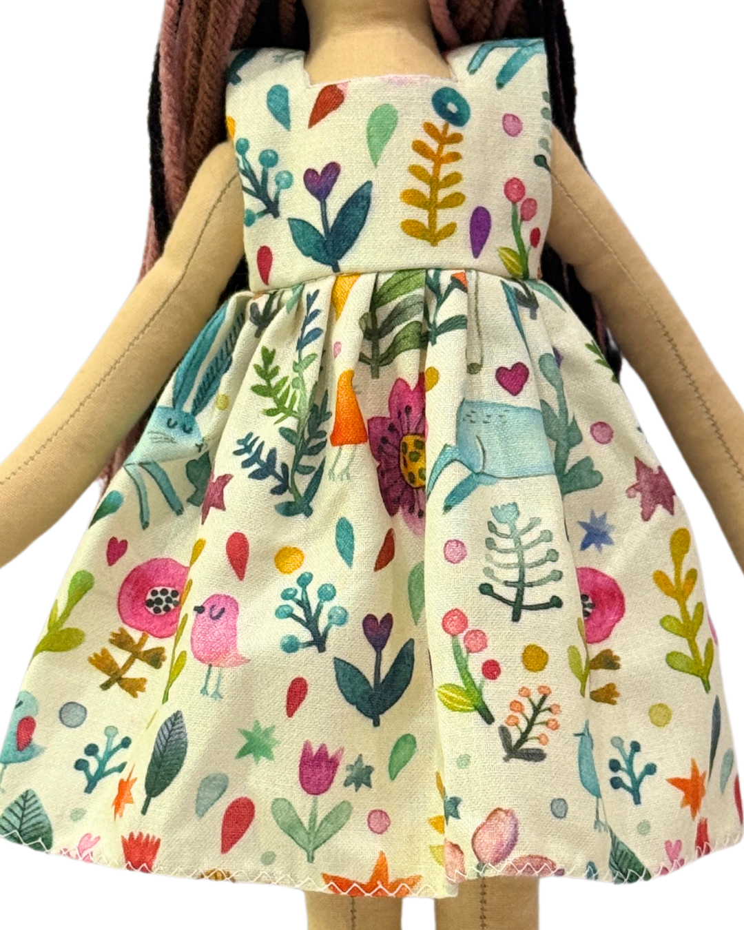 Traditional Indian creamy garden doll - organic cotton safe toy for toddlers