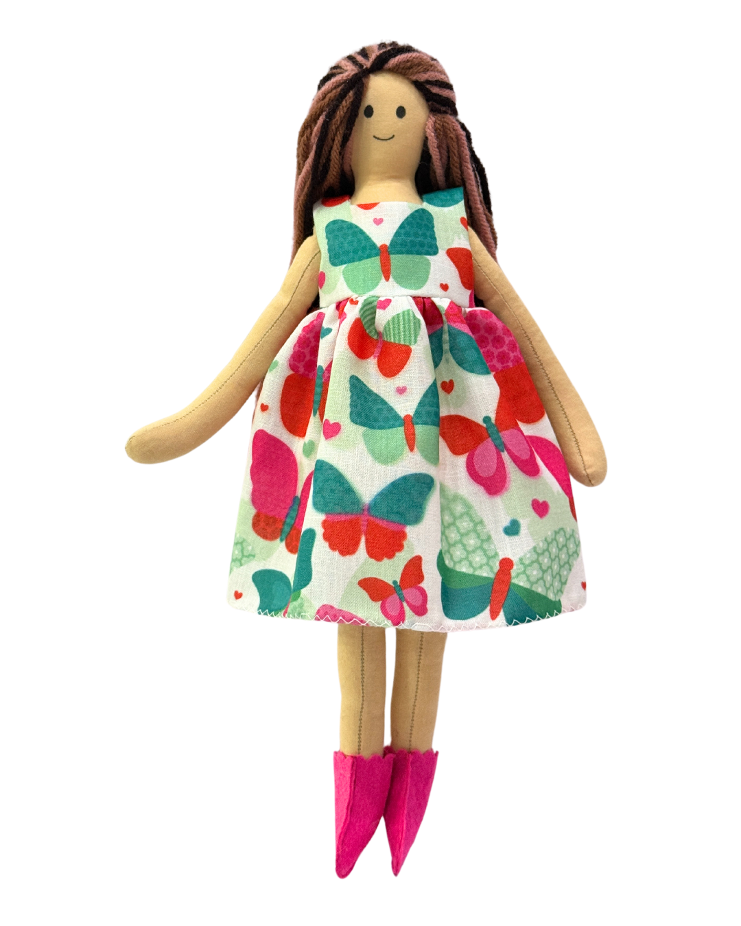 Green butterfly baby doll - eco-conscious organic cotton toy