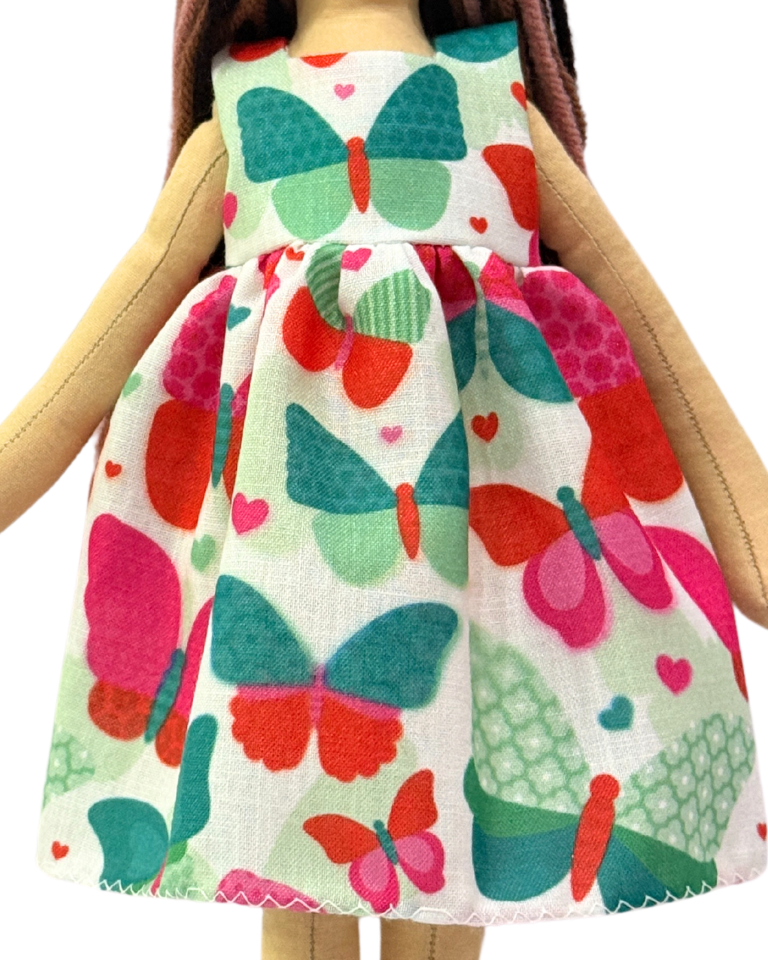 Green butterfly baby doll - eco-conscious organic cotton toy
