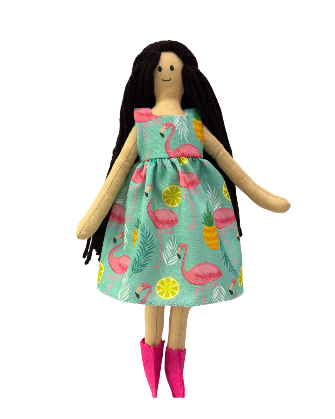 Pink flamingo dress doll - eco-friendly tangle-free hair toy