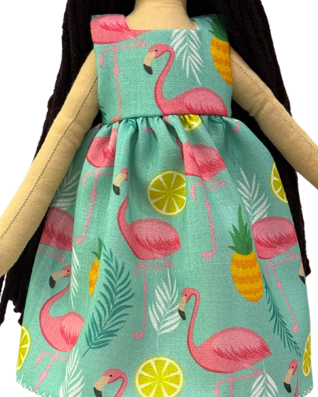 Pink flamingo dress doll - eco-friendly tangle-free hair toy