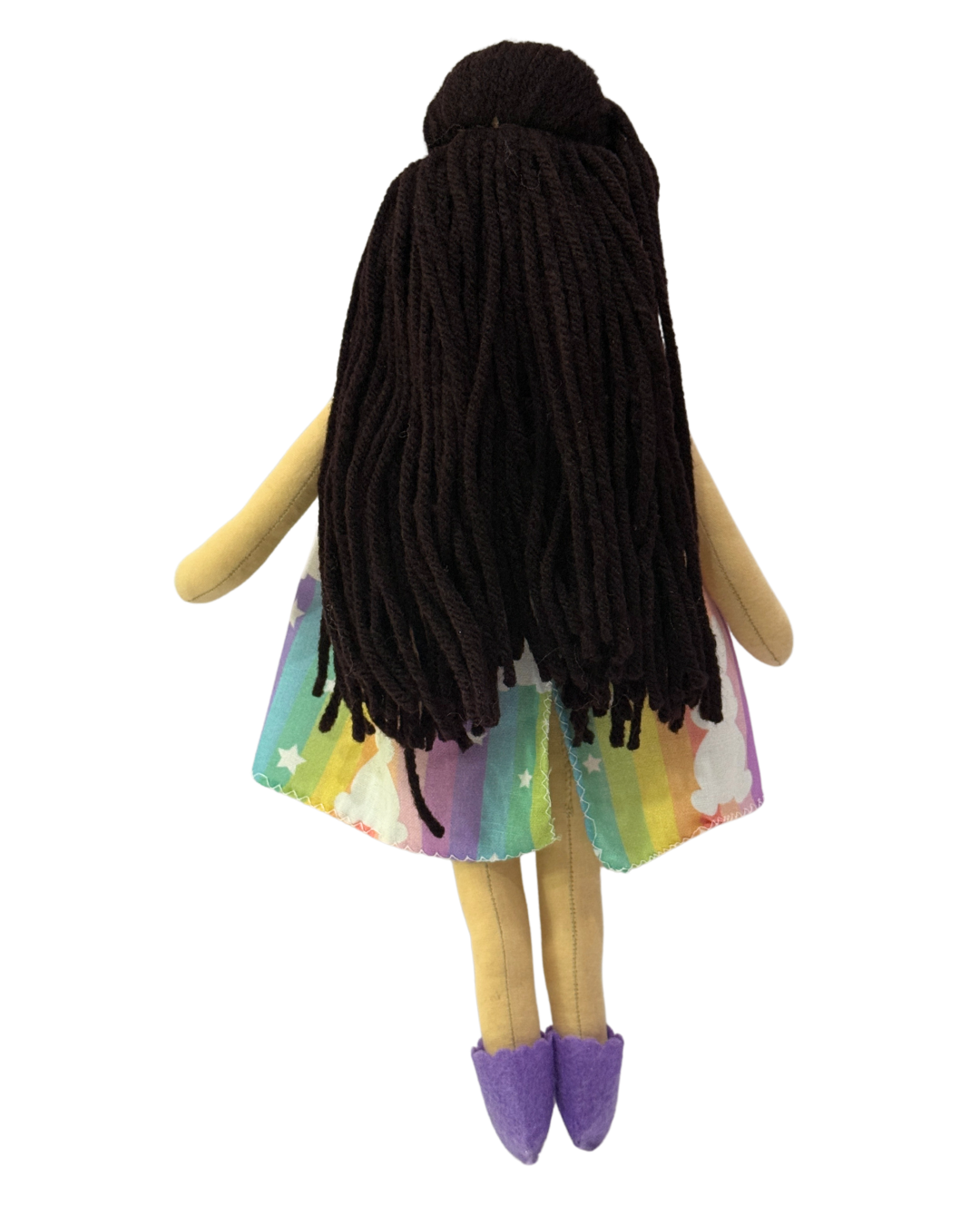 Rainbow bunny rag doll - organic cotton safe toy for baby girls