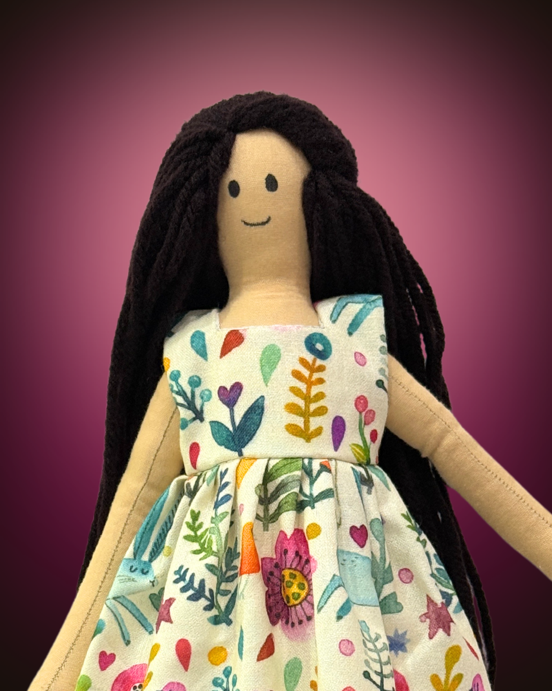 Creamy garden dress eco-doll - handmade sustainable baby toy