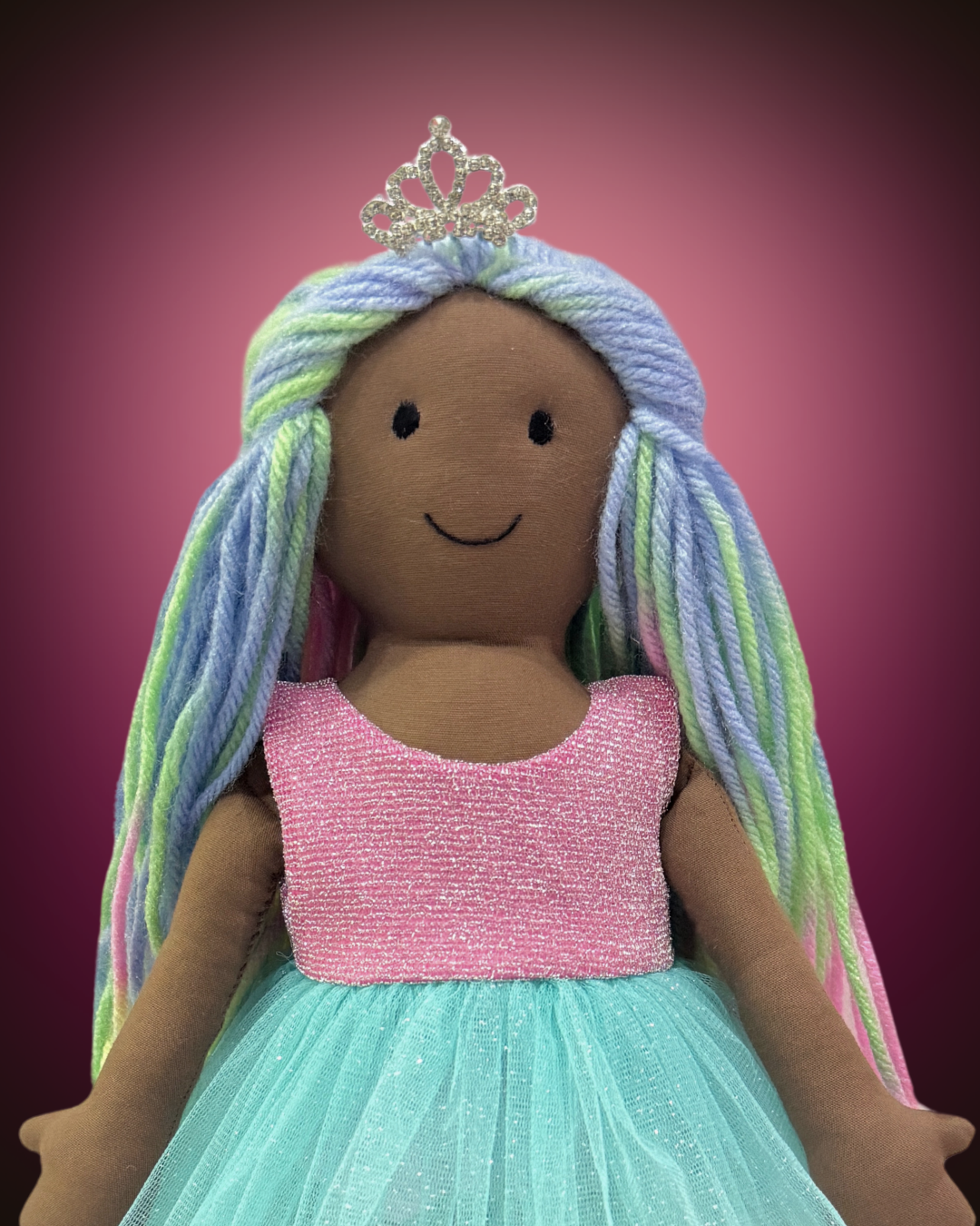 Pink Blue cultural doll - handmade ethical toy for imaginative children