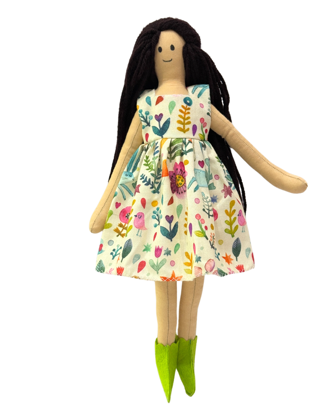 Creamy garden dress eco-doll - handmade sustainable baby toy