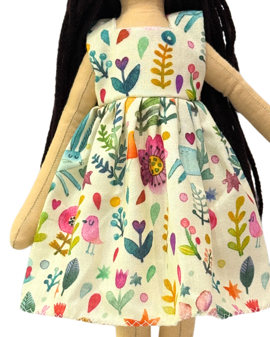 Creamy garden dress eco-doll - handmade sustainable baby toy