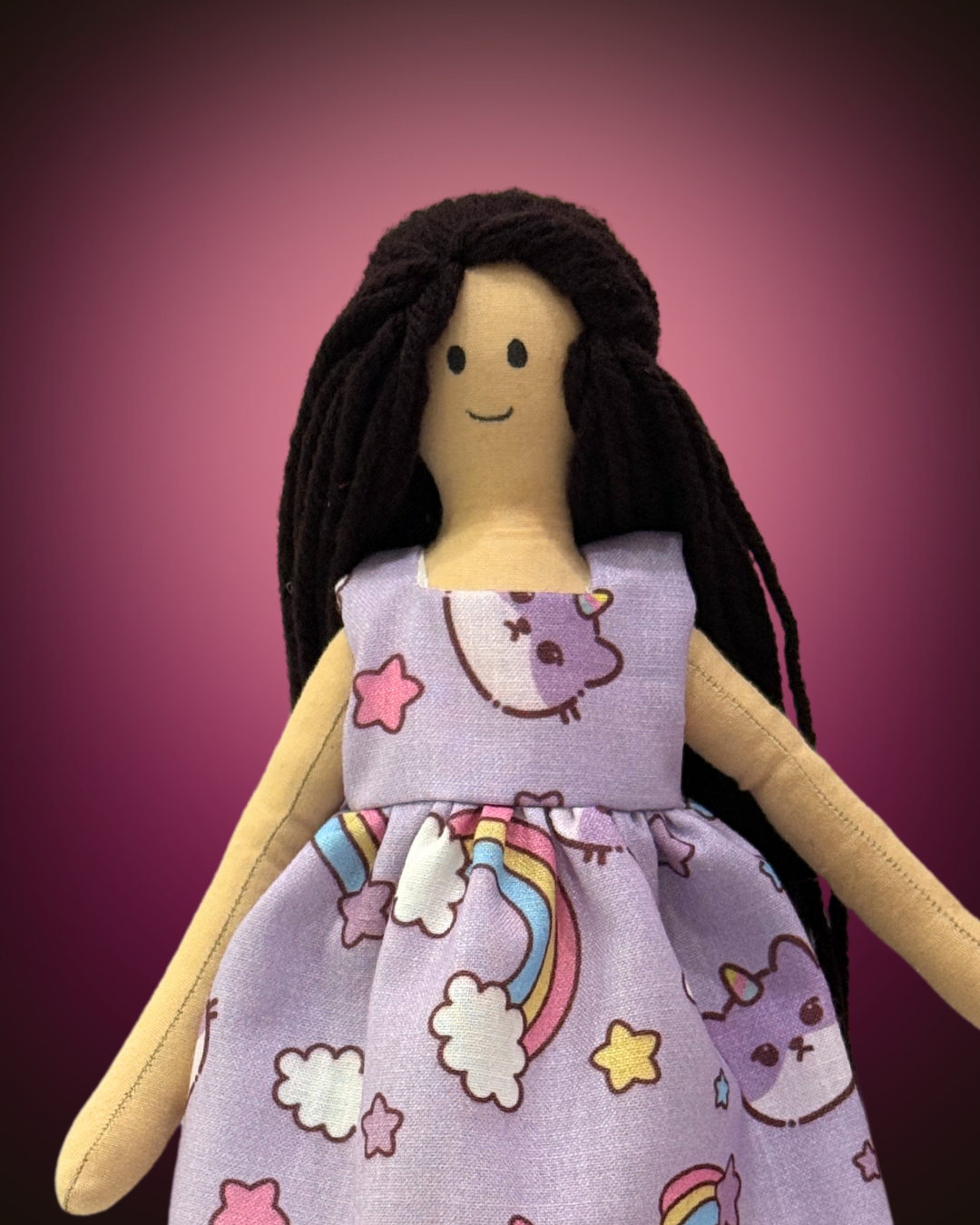 Purple kitty dress doll - non-toxic traditional Indian toy