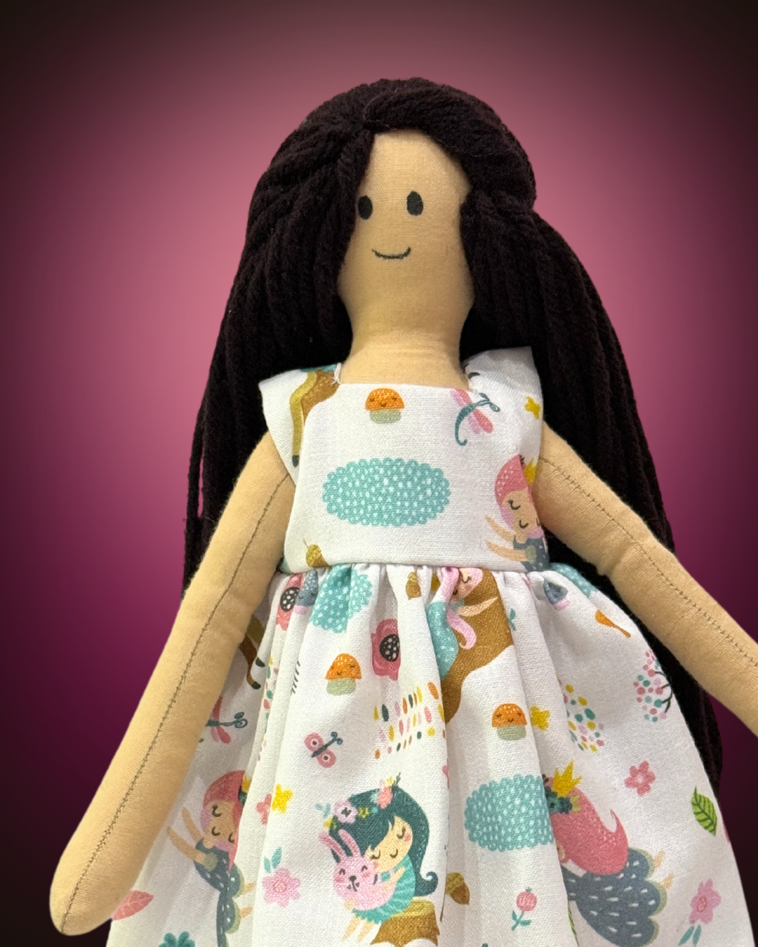 White fairy dress eco-doll - handmade sustainable toy for toddlers