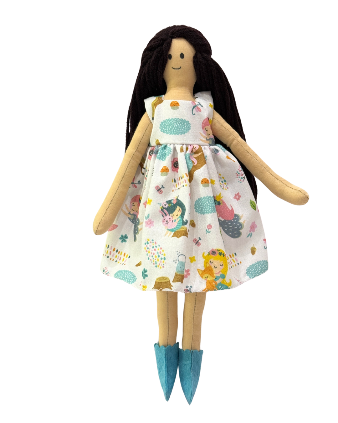 White fairy dress eco-doll - handmade sustainable toy for toddlers