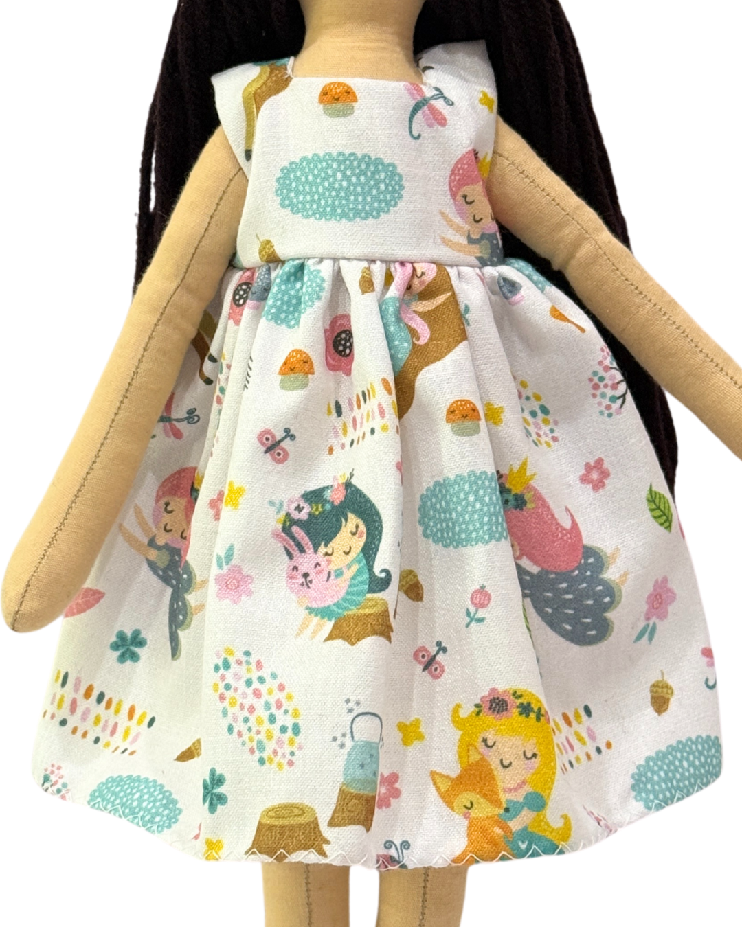 White fairy dress eco-doll - handmade sustainable toy for toddlers