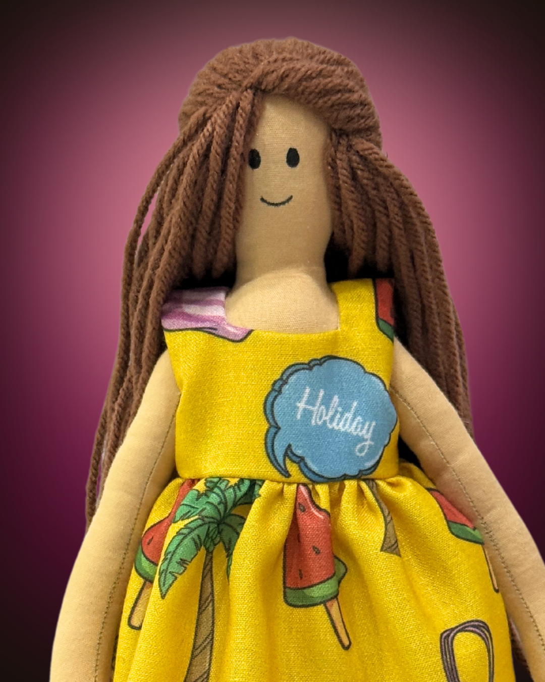 Yellow holiday dress doll - non-toxic gift for toddlers