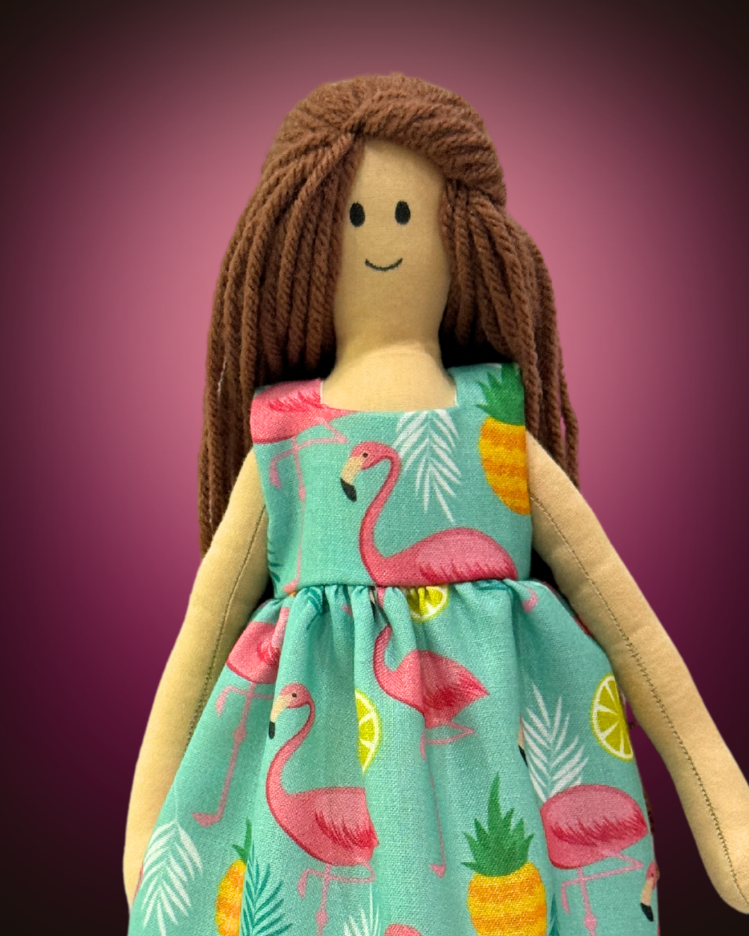 Pink flamingo dress doll - plastic-free traditional Indian toy