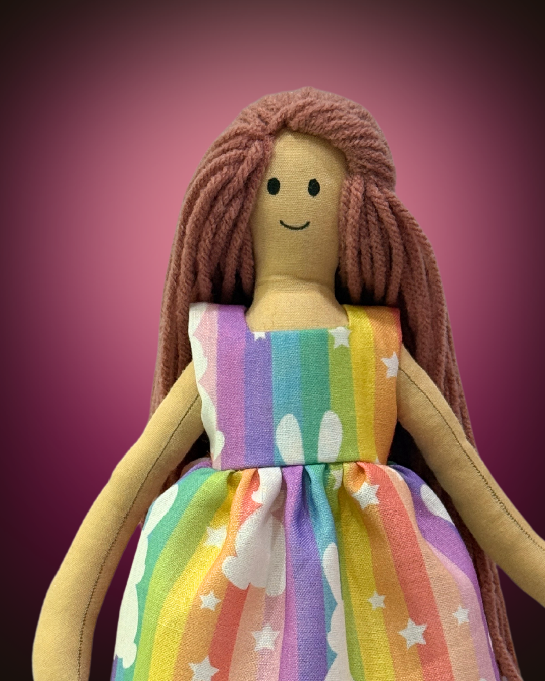 Rainbow bunny baby doll - plastic-free traditional Indian toy