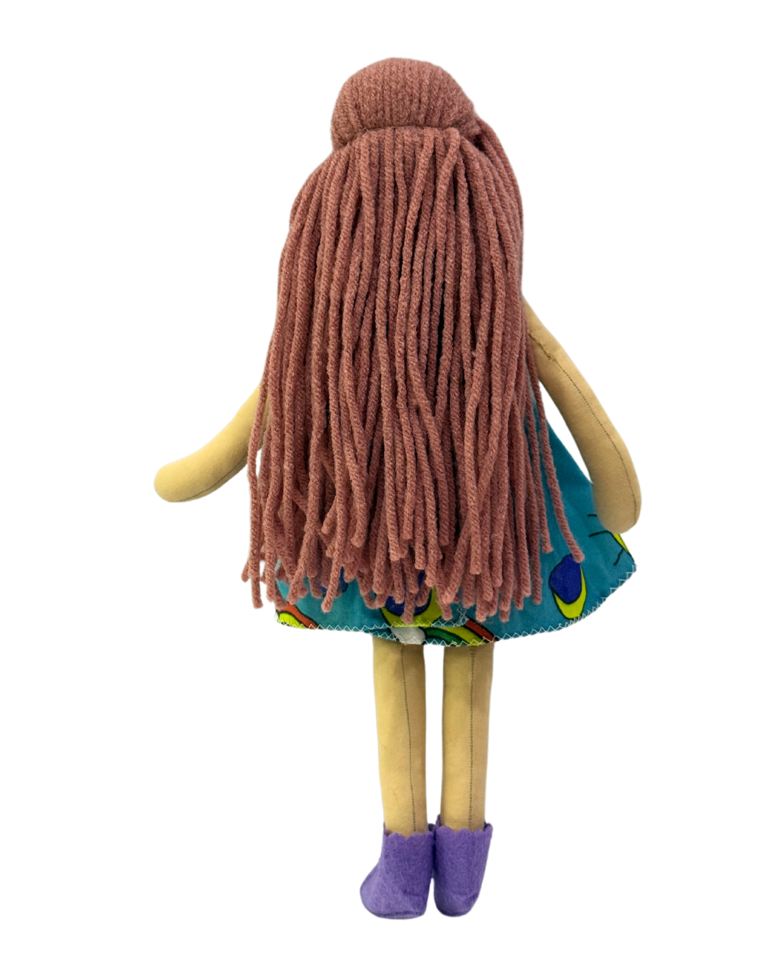 Handmade blue sun dress rag doll - safe non-toxic toy for toddlers