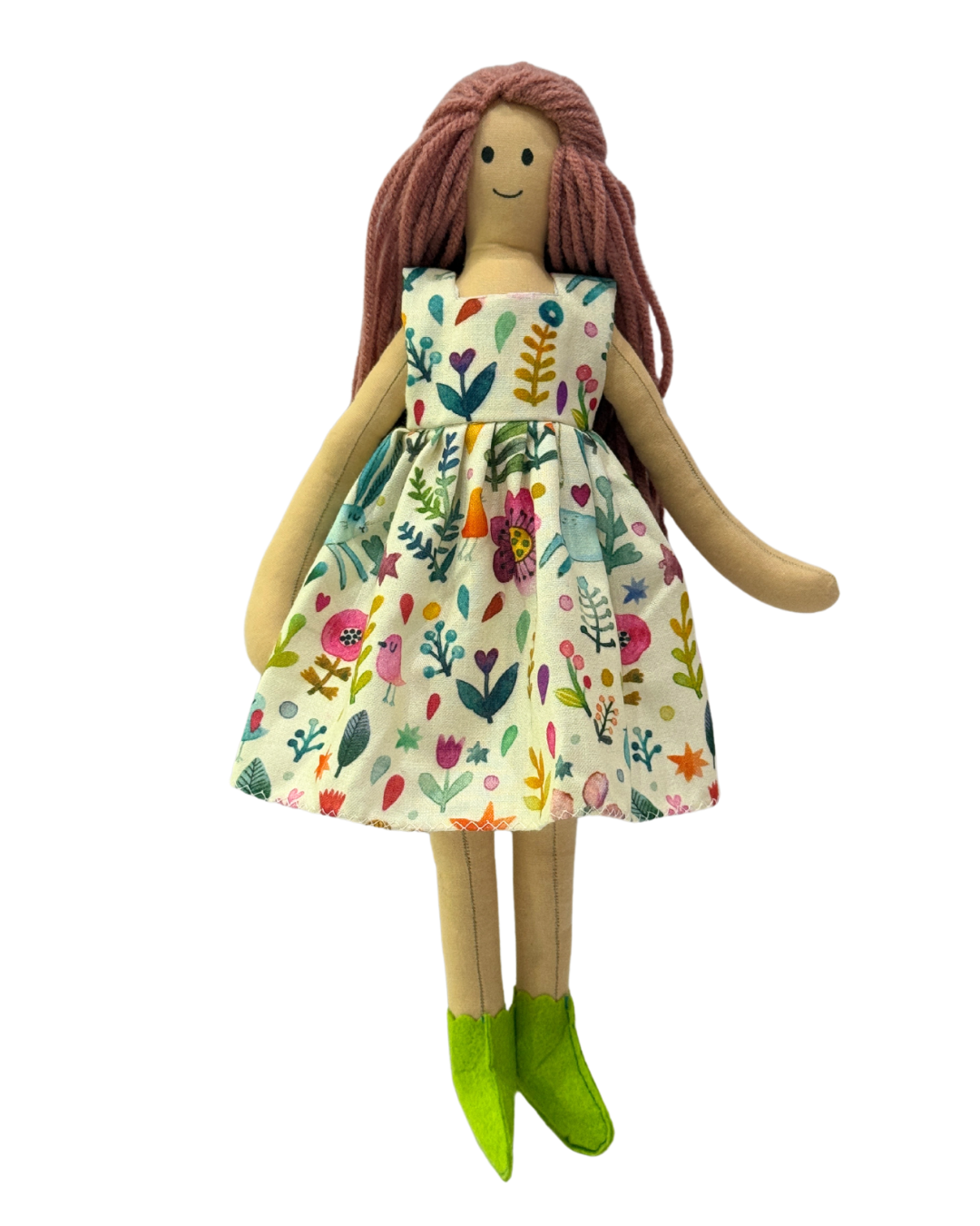 Traditional Indian creamy garden dress doll - plastic-free sustainable gift