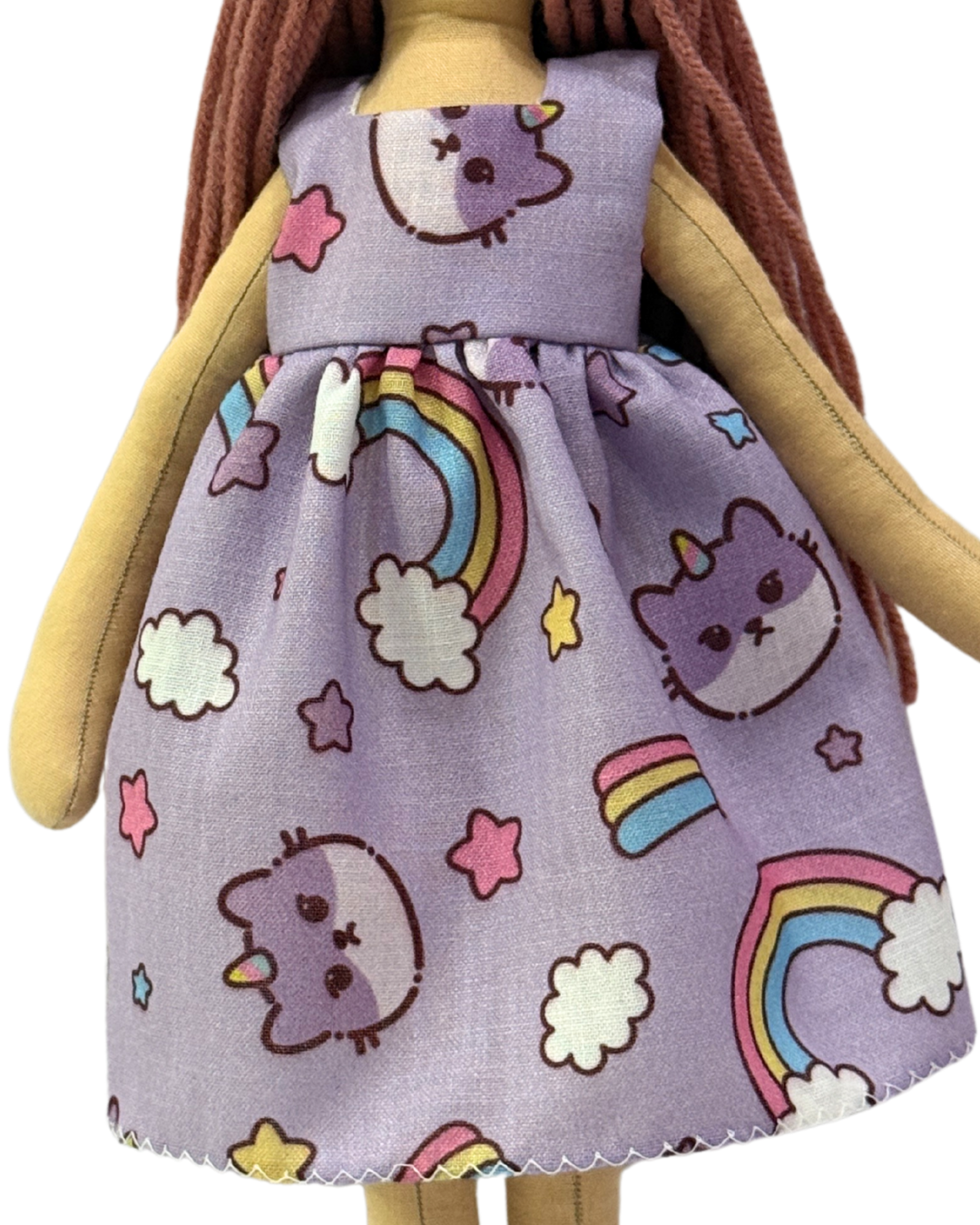 NINA HONEY BROWN in Purple Kitty dress