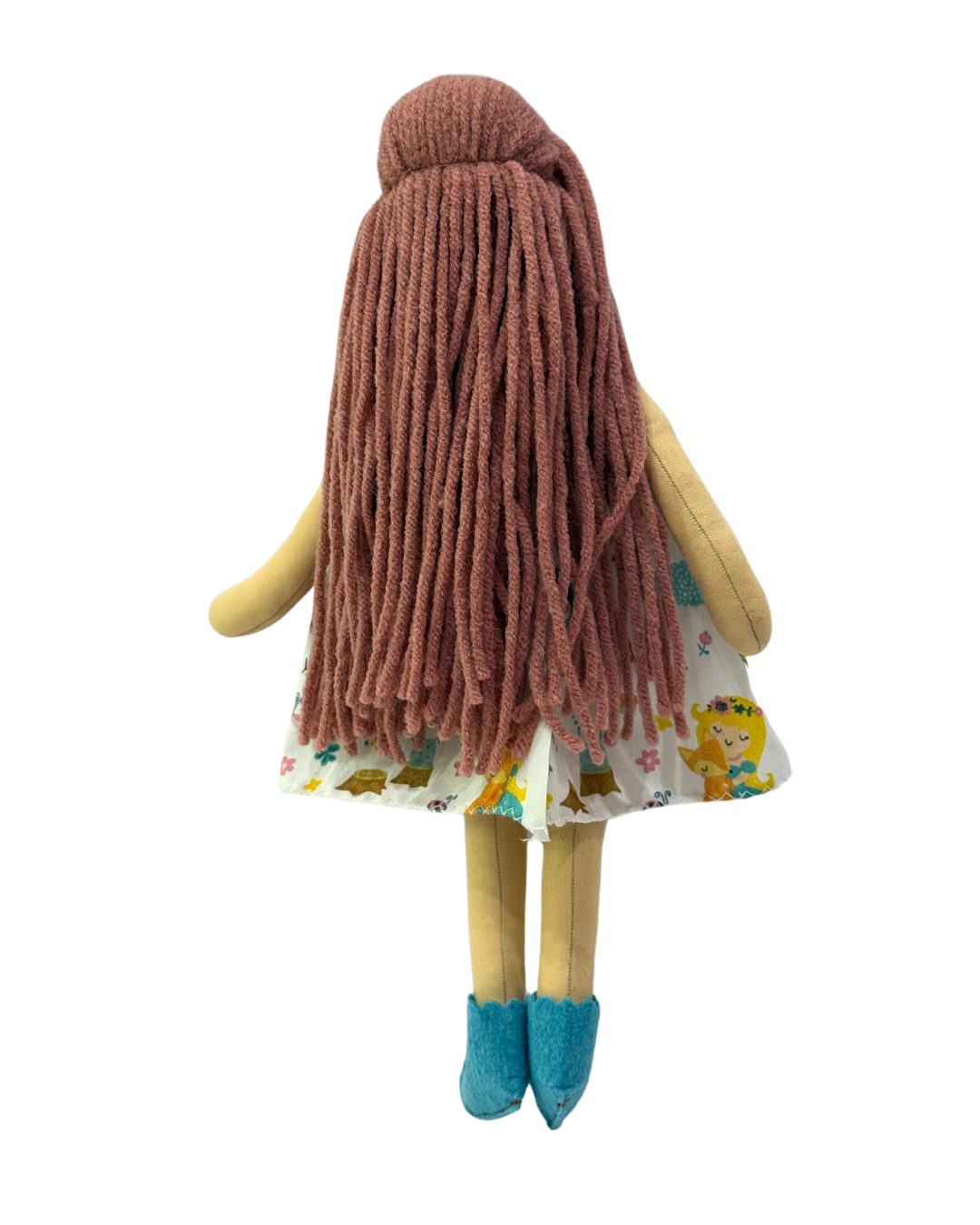 Traditional Indian soft doll (NINA HONEY PINKISH BROWN) wearing a magical white fairy dress – plastic-free and safe for toddlers