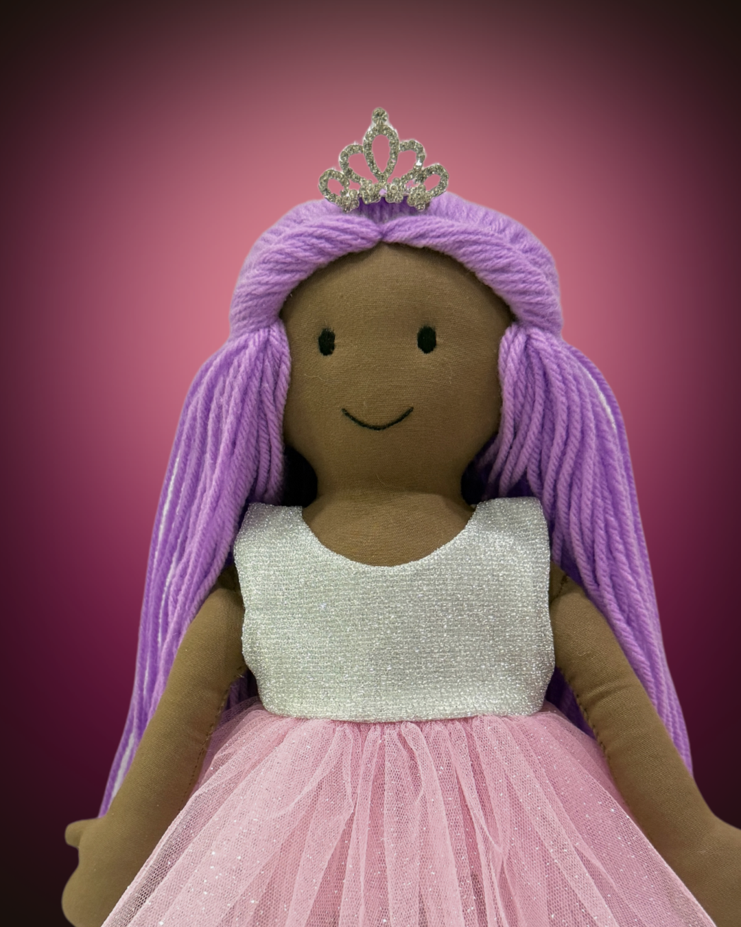 Silver Pink eco doll - organic cotton toy for kindness education