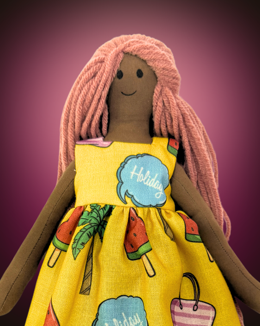 Handmade yellow holiday doll - chemical-free traditional Indian toy
