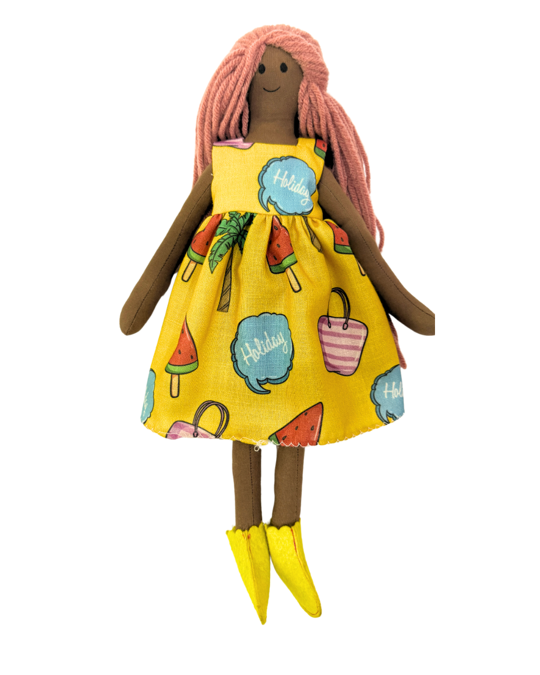 Handmade yellow holiday doll - chemical-free traditional Indian toy