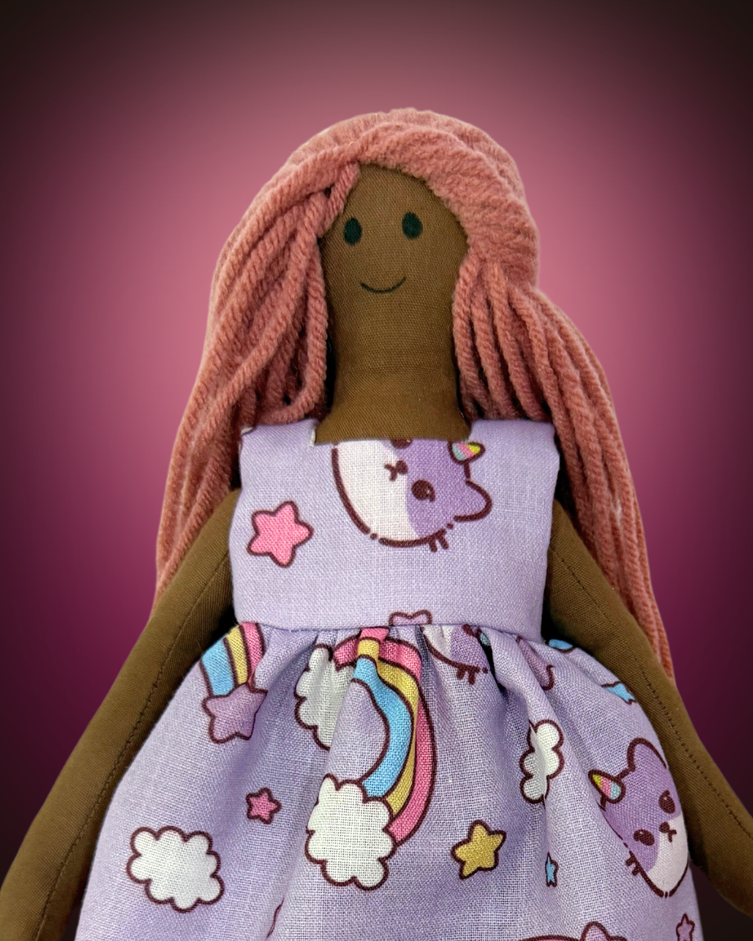 Purple kitty sustainable doll - non-toxic gift for toddlers