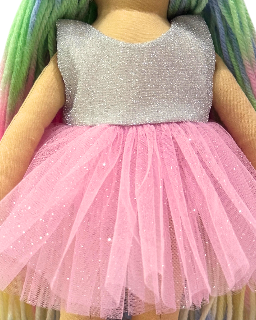 CUDDLY HONEY RAINBOW in Silver Pink dress