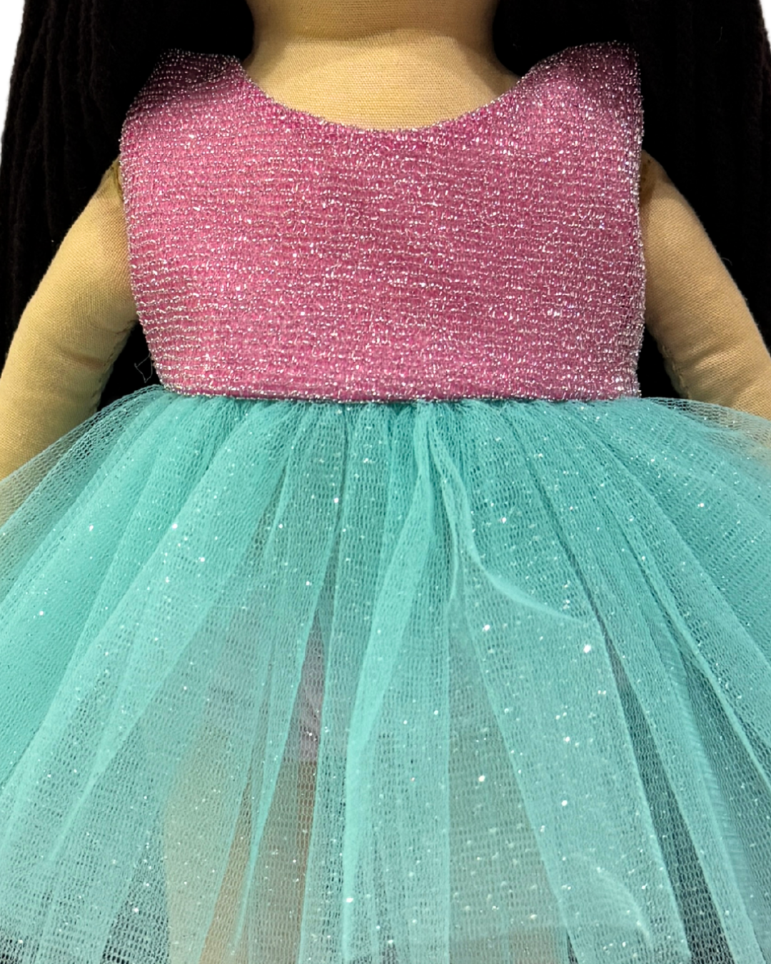 CUDDLY HONEY DARK BROWN in Pink Blue dress