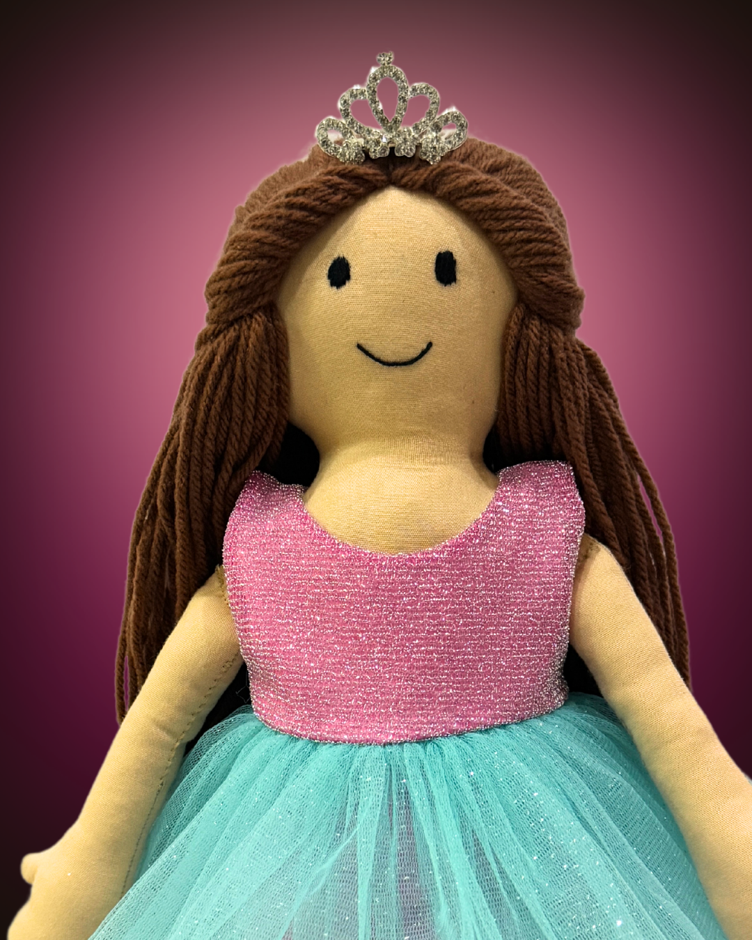 CUDDLY HONEY BROWN in Pink Blue dress