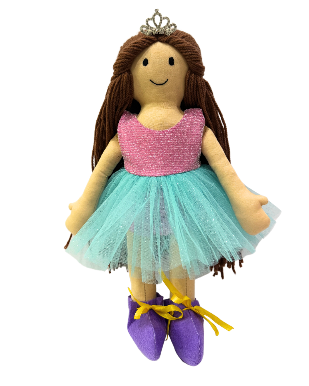 CUDDLY HONEY BROWN in Pink Blue dress