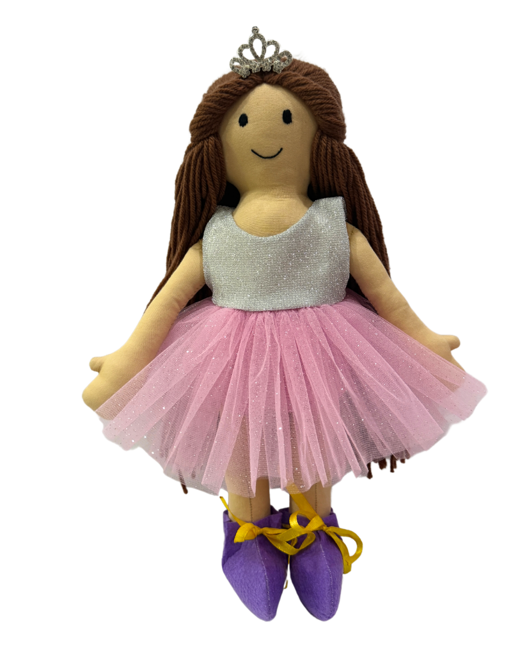 CUDDLY HONEY BROWN in Silver Pink dress