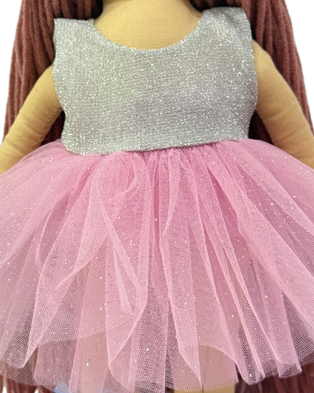 CUDDLY HONEY PINKISH BROWN in Silver Pink dress