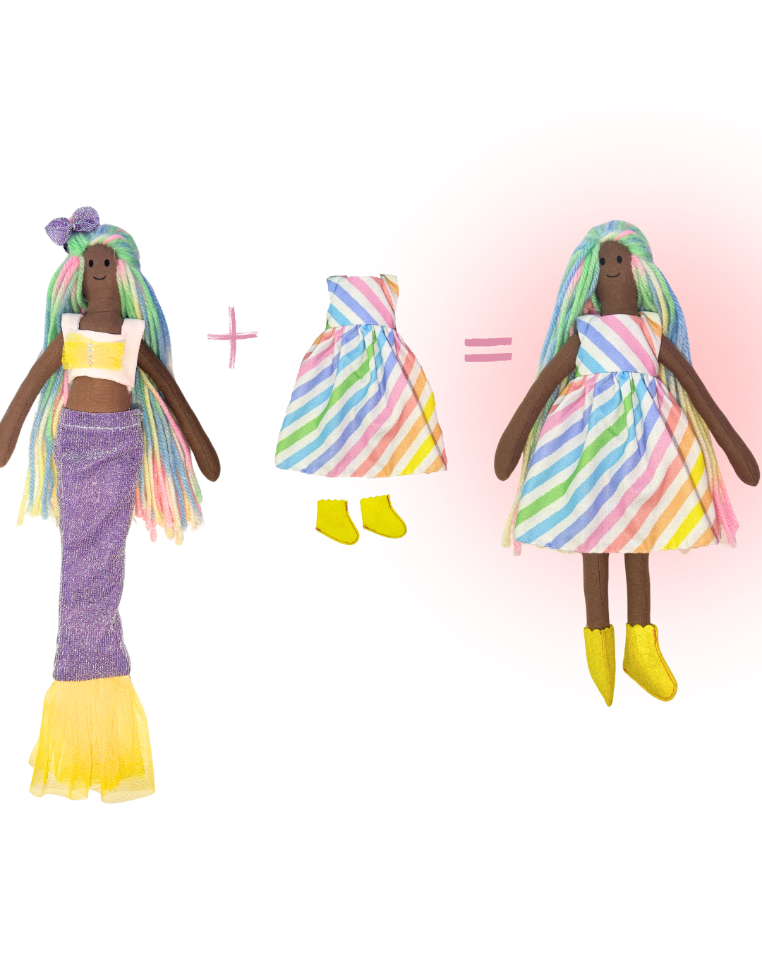 Purple-yellow tail mermaid - non-toxic aquatic play doll